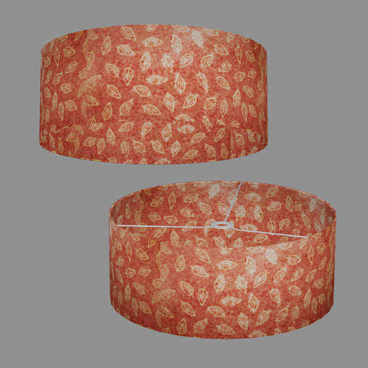 Drum Lamp Shade - P67 - Batik Leaf on Pink, 50cm(d) x 20cm(h)