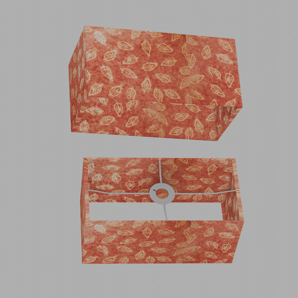 Rectangle Lamp Shade - P67 - Batik Leaf on Pink, 40cm(w) x 20cm(h) x 20cm(d)