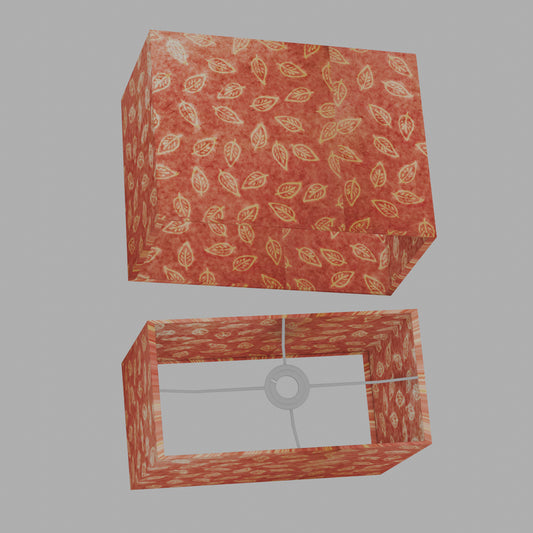 Rectangle Lamp Shade - P67 - Batik Leaf on Pink, 40cm(w) x 30cm(h) x 20cm(d)