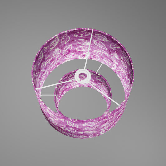 2 Tier Lamp Shade - P68 - Batik Leaf on Purple, 30cm x 20cm & 20cm x 15cm