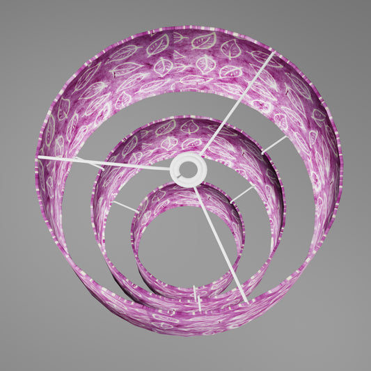 3 Tier Lamp Shade - P68 - Batik Leaf on Purple, 40cm x 20cm, 30cm x 17.5cm & 20cm x 15cm