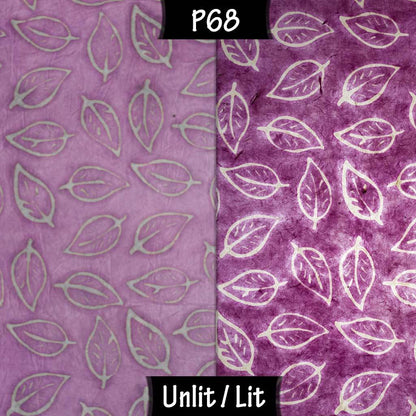 Square Lamp Shade - P68 - Batik Leaf on Purple, 20cm(w) x 20cm(h) x 20cm(d) - Imbue Lighting