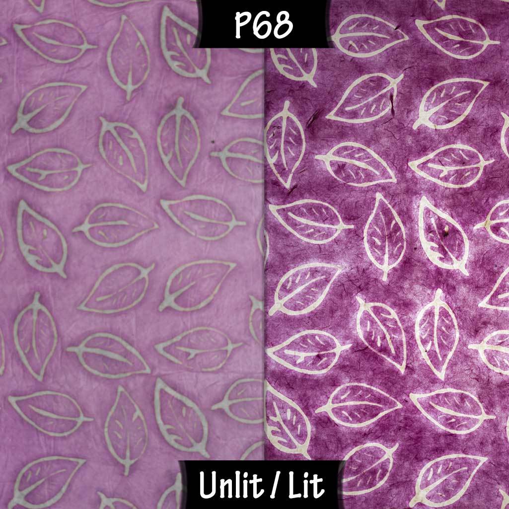 Oval Lamp Shade - P68 - Batik Leaf on Purple, 40cm(w) x 30cm(h) x 30cm(d) - Imbue Lighting