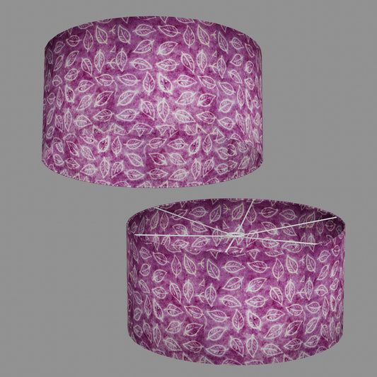 Drum Lamp Shade - P68 - Batik Leaf on Purple, 60cm(d) x 30cm(h)