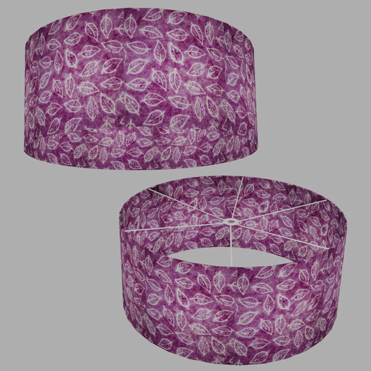 Drum Lamp Shade - P68 - Batik Leaf on Purple, 70cm(d) x 30cm(h)