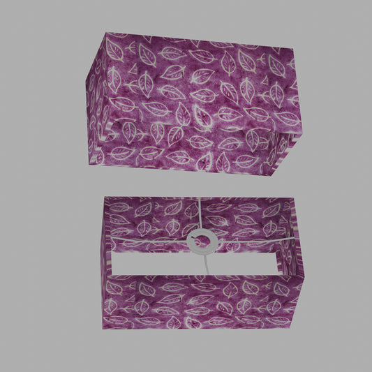 Rectangle Lamp Shade - P68 - Batik Leaf on Purple, 40cm(w) x 20cm(h) x 20cm(d)