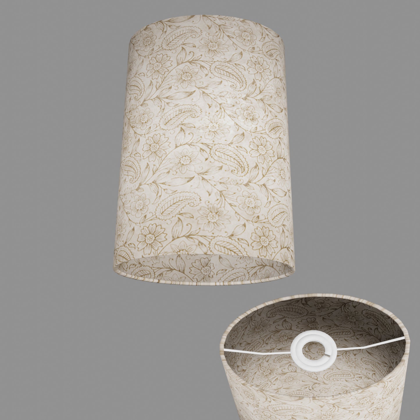 Oval Lamp Shade - P69 - Garden Gold on Natural, 20cm(w) x 30cm(h) x 13cm(d)