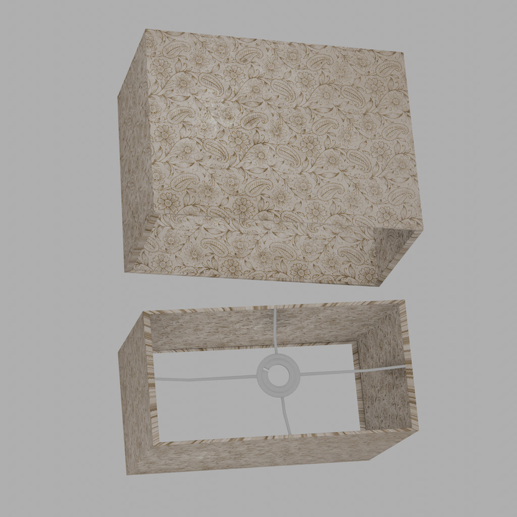 Rectangle Lamp Shade - P69 - Garden Gold on Natural, 40cm(w) x 30cm(h) x 20cm(d)