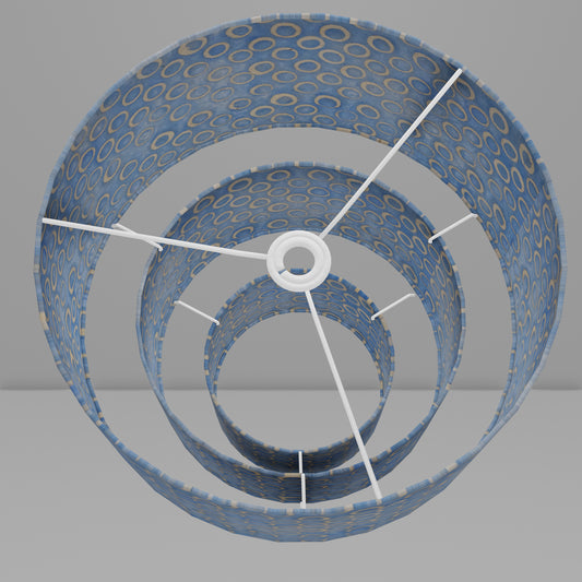 3 Tier Lamp Shade - P72 - Batik Blue Circles, 40cm x 20cm, 30cm x 17.5cm & 20cm x 15cm