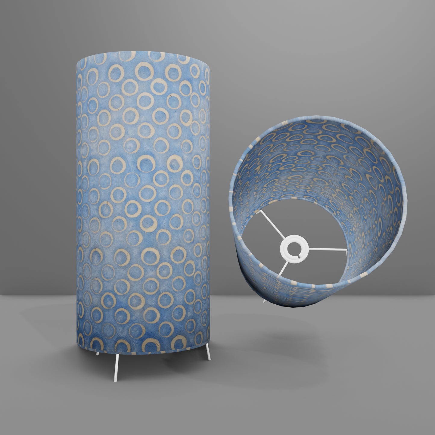 Free Standing Table Lamp Large - P72 ~ Batik Blue Circles
