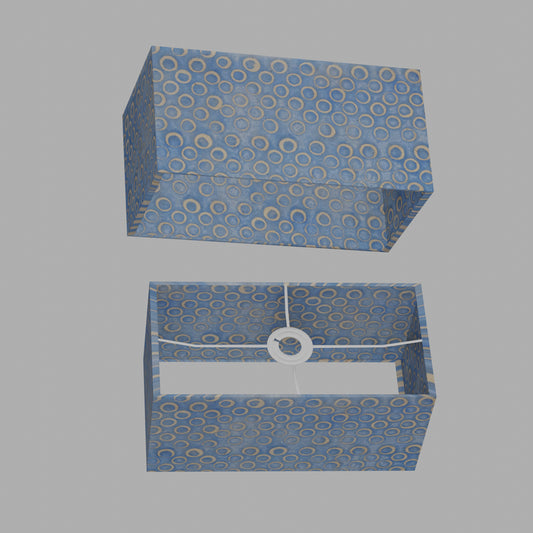 Rectangle Lamp Shade - P72 - Batik Blue Circles, 40cm(w) x 20cm(h) x 20cm(d)