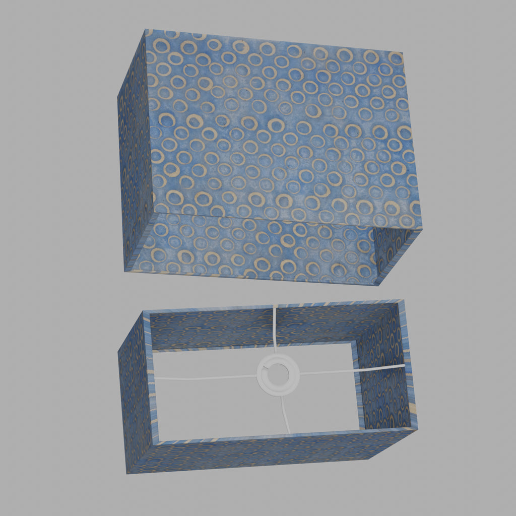 Rectangle Lamp Shade - P72 - Batik Blue Circles, 40cm(w) x 30cm(h) x 20cm(d)