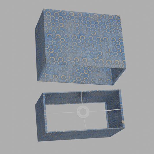 Rectangle Lamp Shade - P72 - Batik Blue Circles, 40cm(w) x 30cm(h) x 20cm(d)