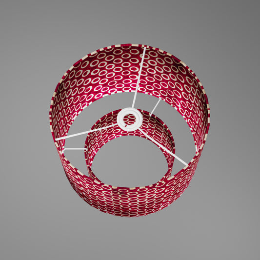 2 Tier Lamp Shade - P73 - Batik Cranberry Circles, 30cm x 20cm & 20cm x 15cm