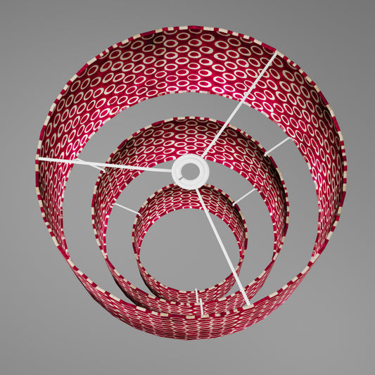 3 Tier Lamp Shade - P73 - Batik Cranberry Circles, 40cm x 20cm, 30cm x 17.5cm & 20cm x 15cm