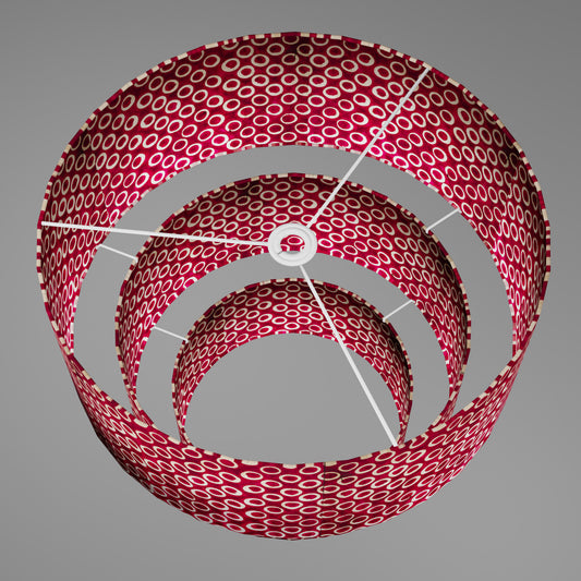 3 Tier Lamp Shade - P73 - Batik Cranberry Circles, 50cm x 20cm, 40cm x 17.5cm & 30cm x 15cm