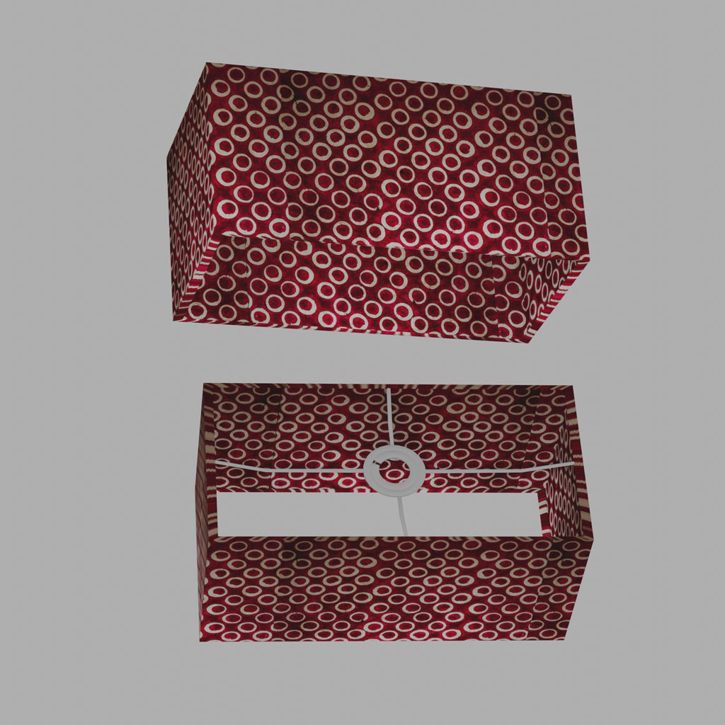 Rectangle Lamp Shade - P73 - Batik Cranberry Circles, 40cm(w) x 20cm(h) x 20cm(d)