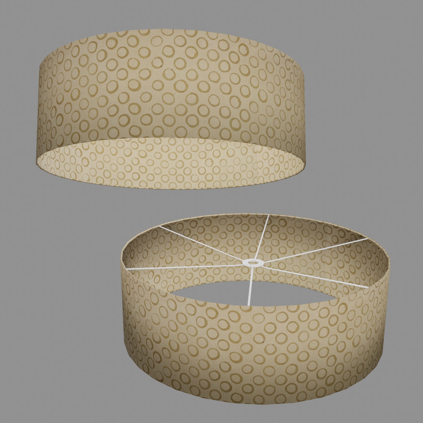 Drum Lamp Shade - P74 - Batik Natural Circles, 60cm(d) x 20cm(h)