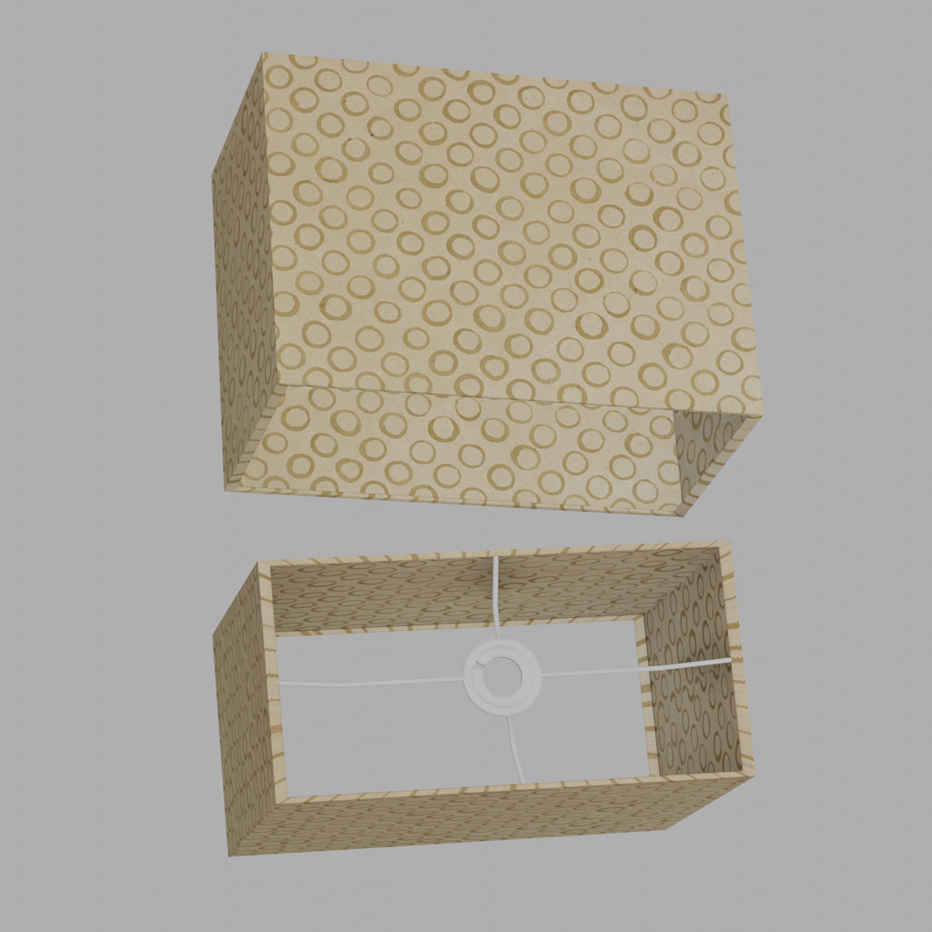 Rectangle Lamp Shade - P74 - Batik Natural Circles, 40cm(w) x 30cm(h) x 20cm(d)