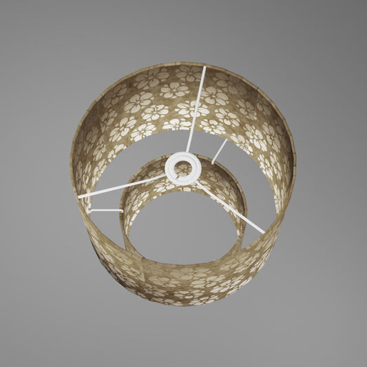 2 Tier Lamp Shade - P75 - Batik Star Flower Natural, 30cm x 20cm & 20cm x 15cm