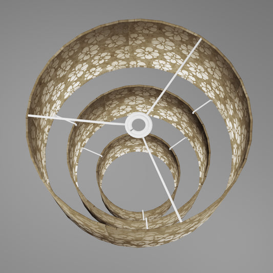 3 Tier Lamp Shade - P75 - Batik Star Flower Natural, 40cm x 20cm, 30cm x 17.5cm & 20cm x 15cm