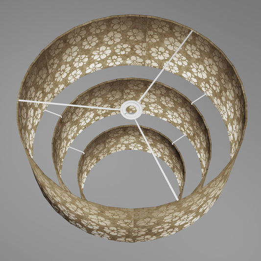 3 Tier Lamp Shade - P75 - Batik Star Flower Natural, 50cm x 20cm, 40cm x 17.5cm & 30cm x 15cm