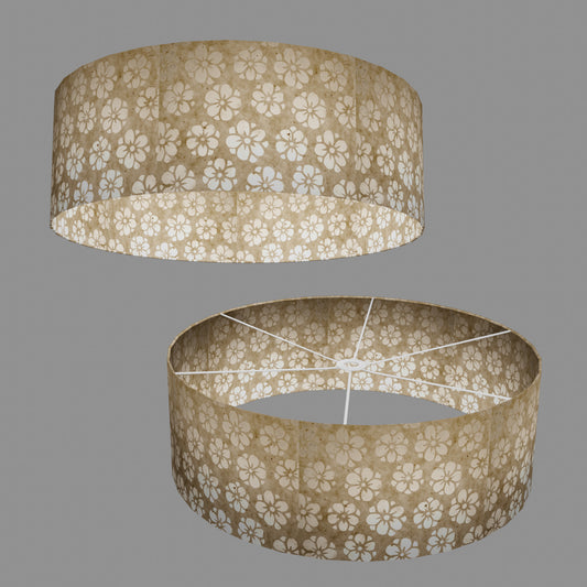 Drum Lamp Shade - P75 - Batik Star Flower Natural, 60cm(d) x 20cm(h)