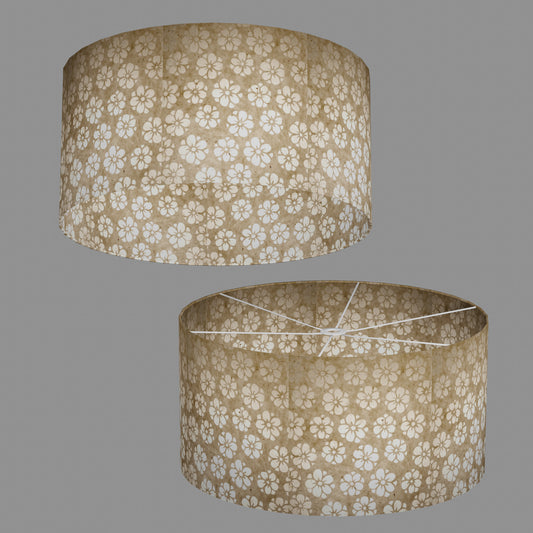 Drum Lamp Shade - P75 - Batik Star Flower Natural, 60cm(d) x 30cm(h)