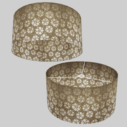 Drum Lamp Shade - P75 - Batik Star Flower Natural, 50cm(d) x 25cm(h)