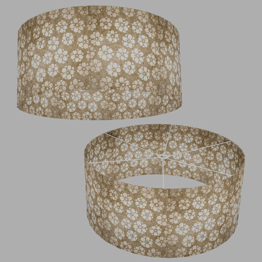 Drum Lamp Shade - P75 - Batik Star Flower Natural, 70cm(d) x 30cm(h)