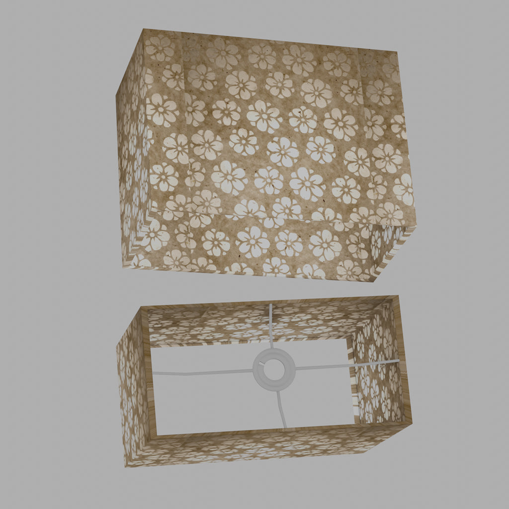 Rectangle Lamp Shade - P75 - Batik Star Flower Natural, 40cm(w) x 30cm(h) x 20cm(d)