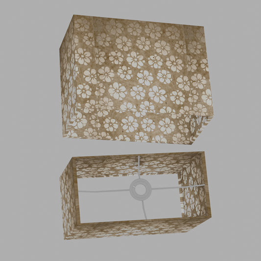 Rectangle Lamp Shade - P75 - Batik Star Flower Natural, 40cm(w) x 30cm(h) x 20cm(d)