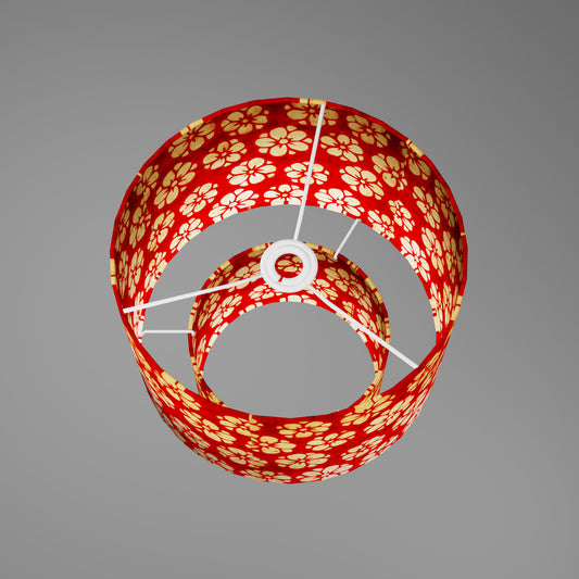 2 Tier Lamp Shade - P76 - Batik Star Flower Red, 30cm x 20cm & 20cm x 15cm