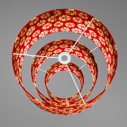 3 Tier Lamp Shade - P76 - Batik Star Flower Red, 40cm x 20cm, 30cm x 17.5cm & 20cm x 15cm