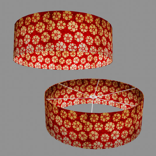 Drum Lamp Shade - P76 - Batik Star Flower Red, 60cm(d) x 20cm(h)