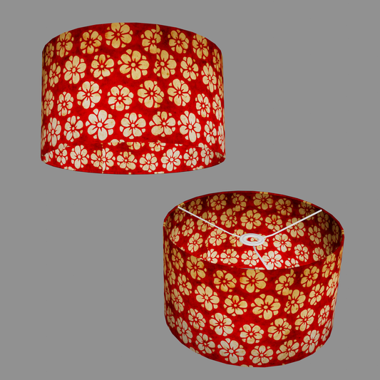 Drum Lamp Shade - P76 - Batik Star Flower Red, 35cm(d) x 20cm(h)