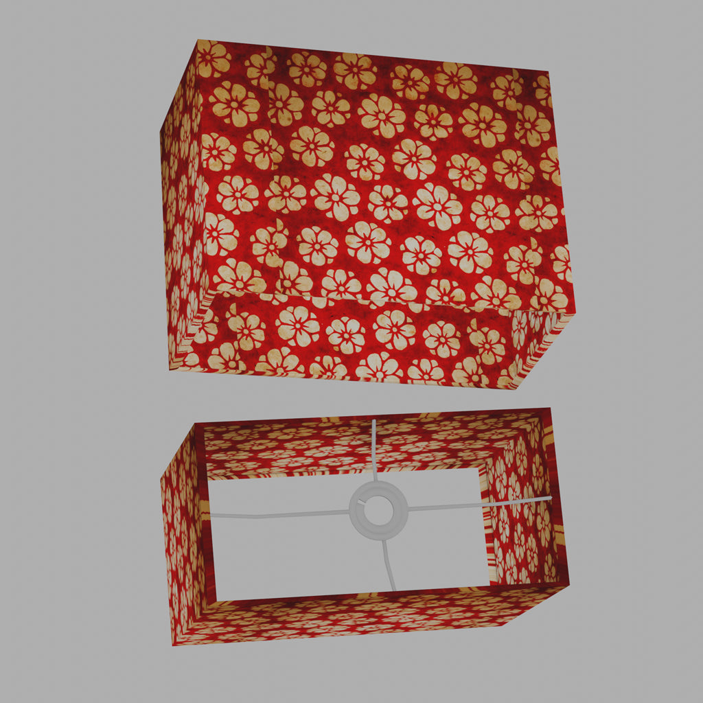 Rectangle Lamp Shade - P76 - Batik Star Flower Red, 40cm(w) x 30cm(h) x 20cm(d)