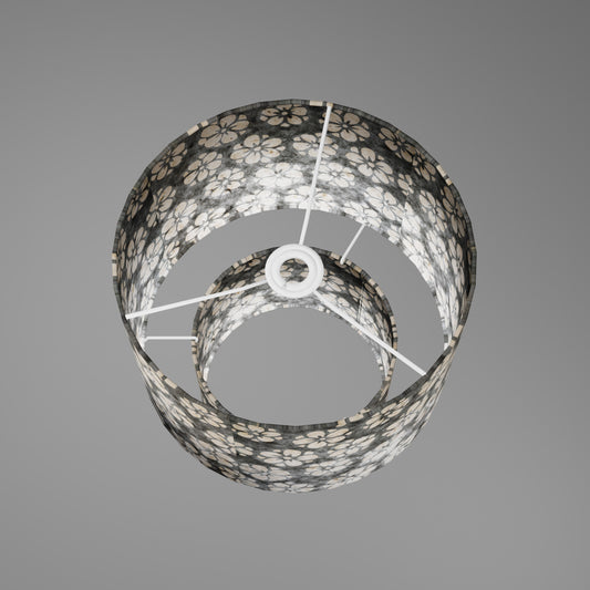 2 Tier Lamp Shade - P77 - Batik Star Flower Grey, 30cm x 20cm & 20cm x 15cm