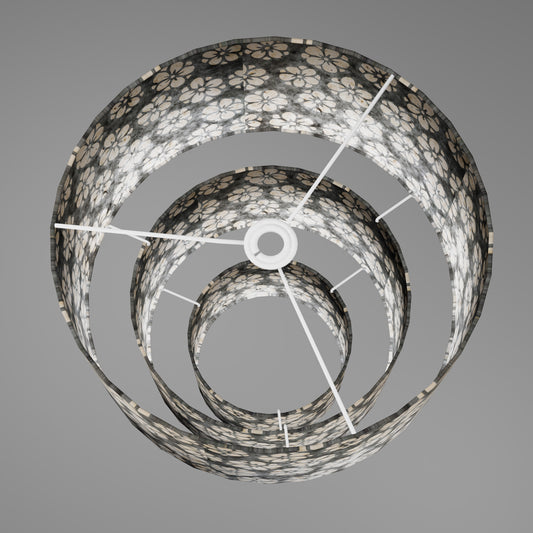 3 Tier Lamp Shade - P77 - Batik Star Flower Grey, 40cm x 20cm, 30cm x 17.5cm & 20cm x 15cm