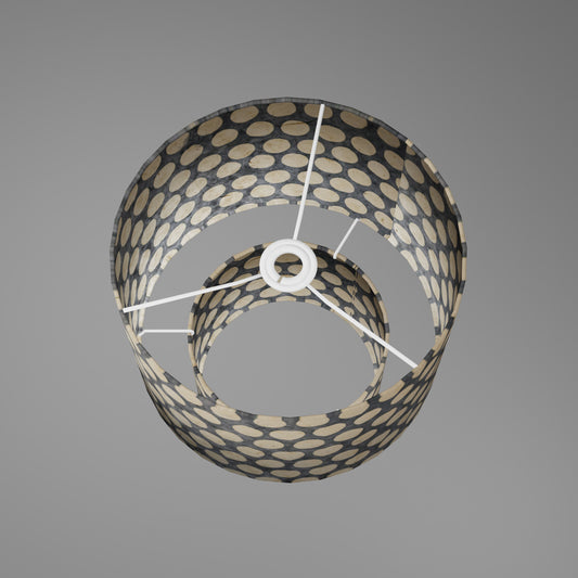 2 Tier Lamp Shade - P78 - Batik Dots on Grey, 30cm x 20cm & 20cm x 15cm