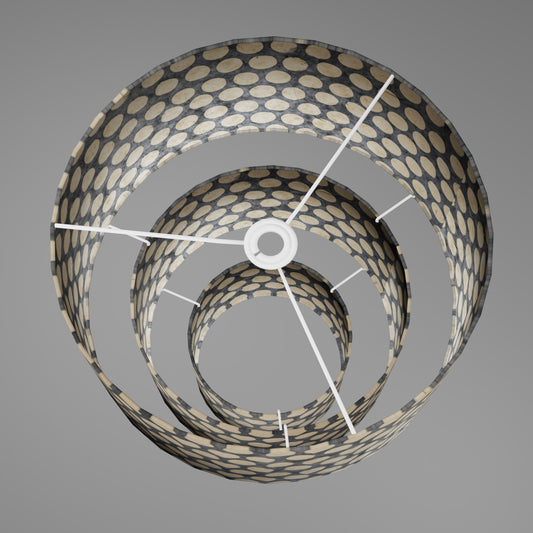 3 Tier Lamp Shade - P78 - Batik Dots on Grey, 40cm x 20cm, 30cm x 17.5cm & 20cm x 15cm