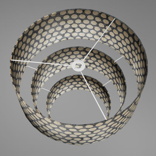 3 Tier Lamp Shade - P78 - Batik Dots on Grey, 50cm x 20cm, 40cm x 17.5cm & 30cm x 15cm