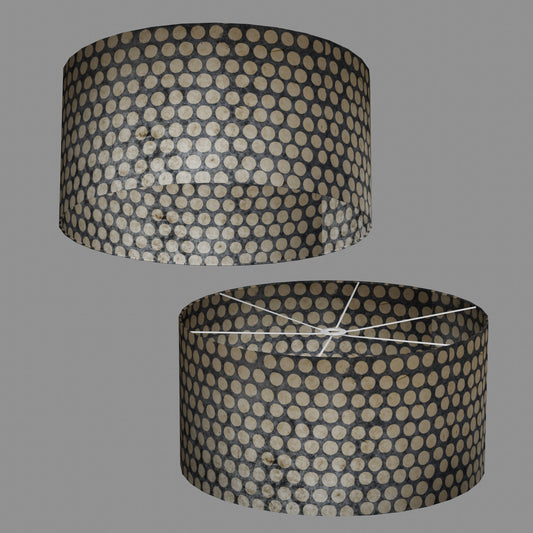 Drum Lamp Shade - P78 - Batik Dots on Grey, 60cm(d) x 30cm(h)