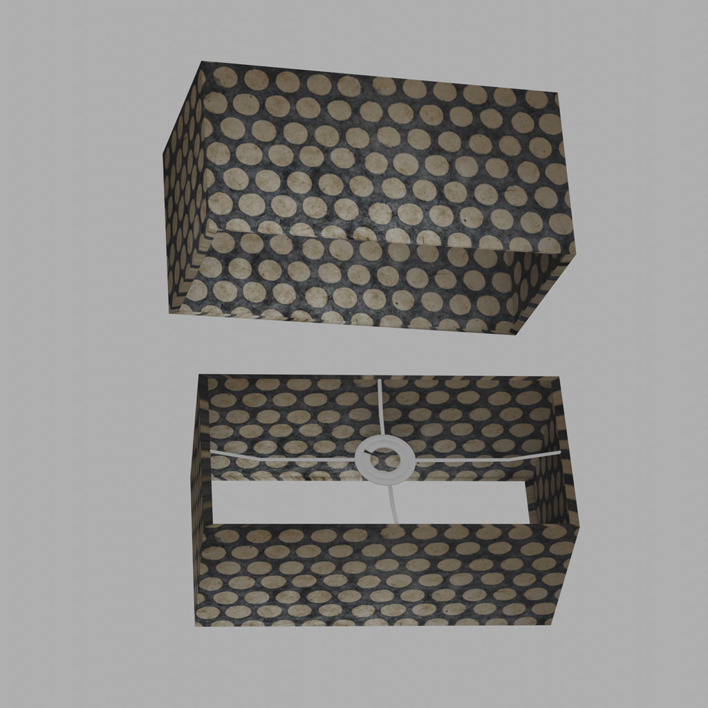 Rectangle Lamp Shade - P78 - Batik Dots on Grey, 40cm(w) x 20cm(h) x 20cm(d)