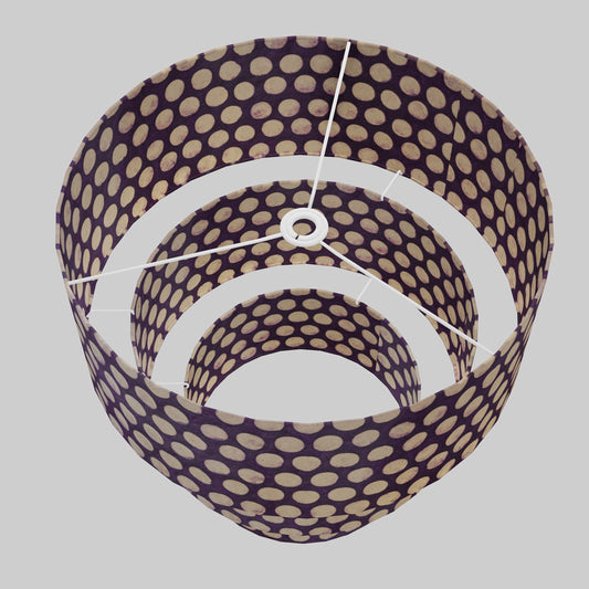 3 Tier Lamp Shade - P79 - Batik Dots on Purple, 50cm x 20cm, 40cm x 17.5cm & 30cm x 15cm