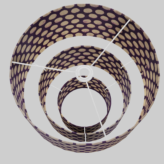 3 Tier Lamp Shade - P79 - Batik Dots on Purple, 40cm x 20cm, 30cm x 17.5cm & 20cm x 15cm