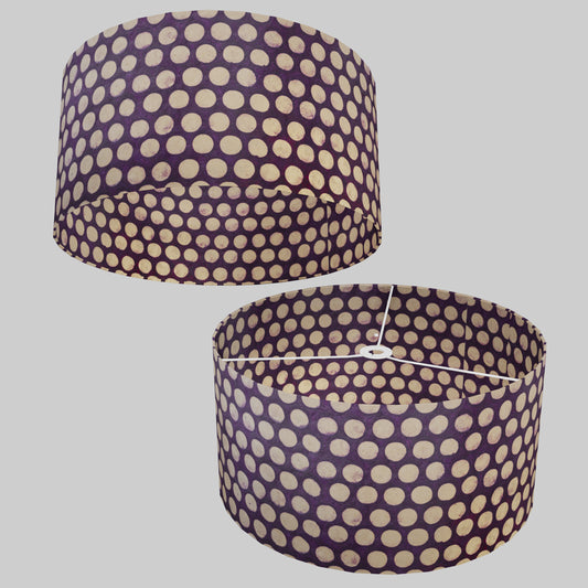 Drum Lamp Shade - P79 - Batik Dots on Purple, 50cm(d) x 25cm(h)
