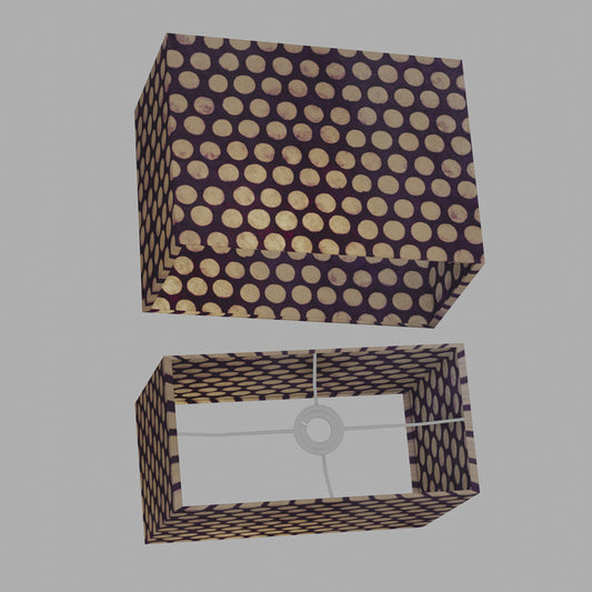 Rectangle Lamp Shade - P79 - Batik Dots Purple, 40cm(w) x 30cm(h) x 20cm(d)