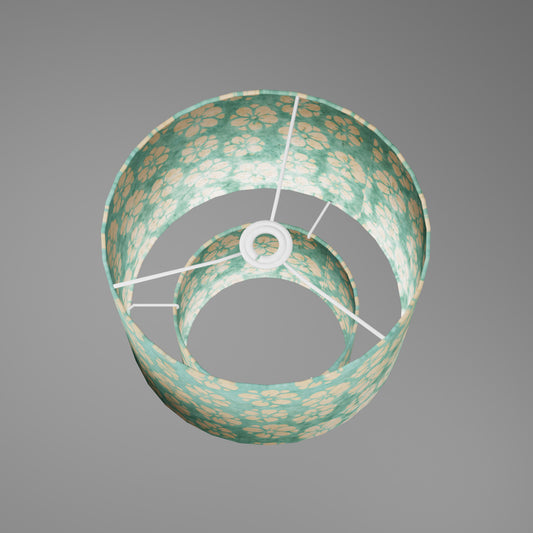 2 Tier Lamp Shade - P80 - Batik Star Flower Sea Foam, 30cm x 20cm & 20cm x 15cm