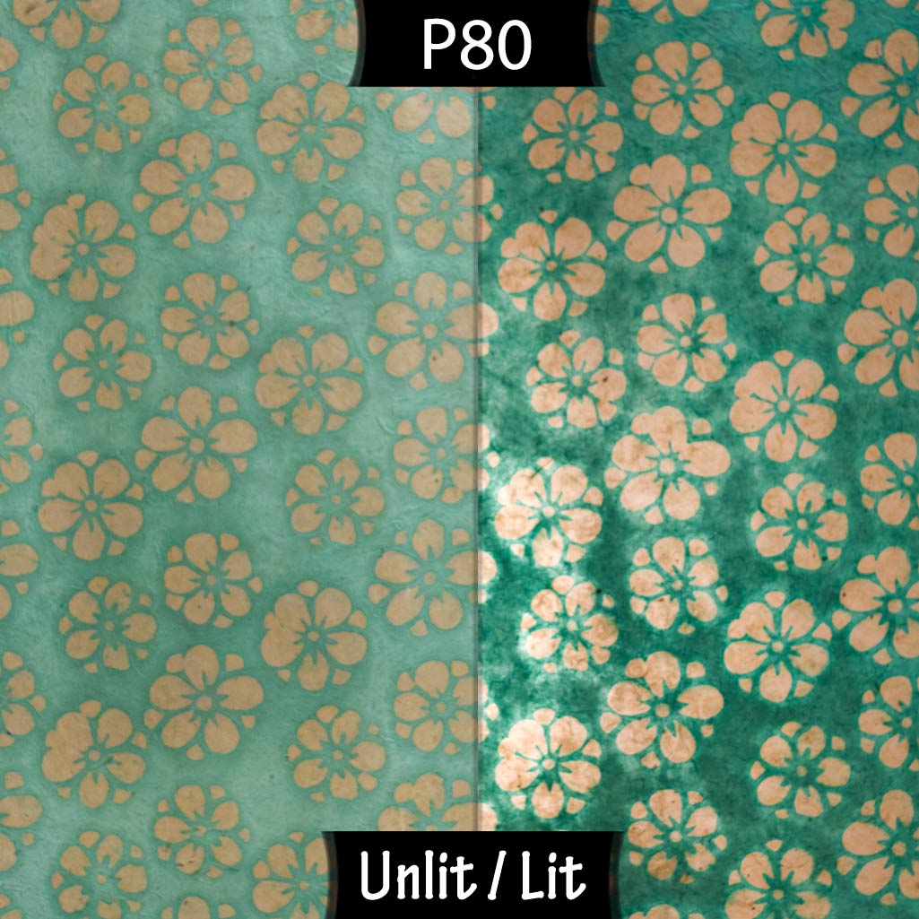 Drum Lamp Shade - P80 ~ Batik Star Flower Mint Green, 40cm(d) x 20cm(h) - Imbue Lighting